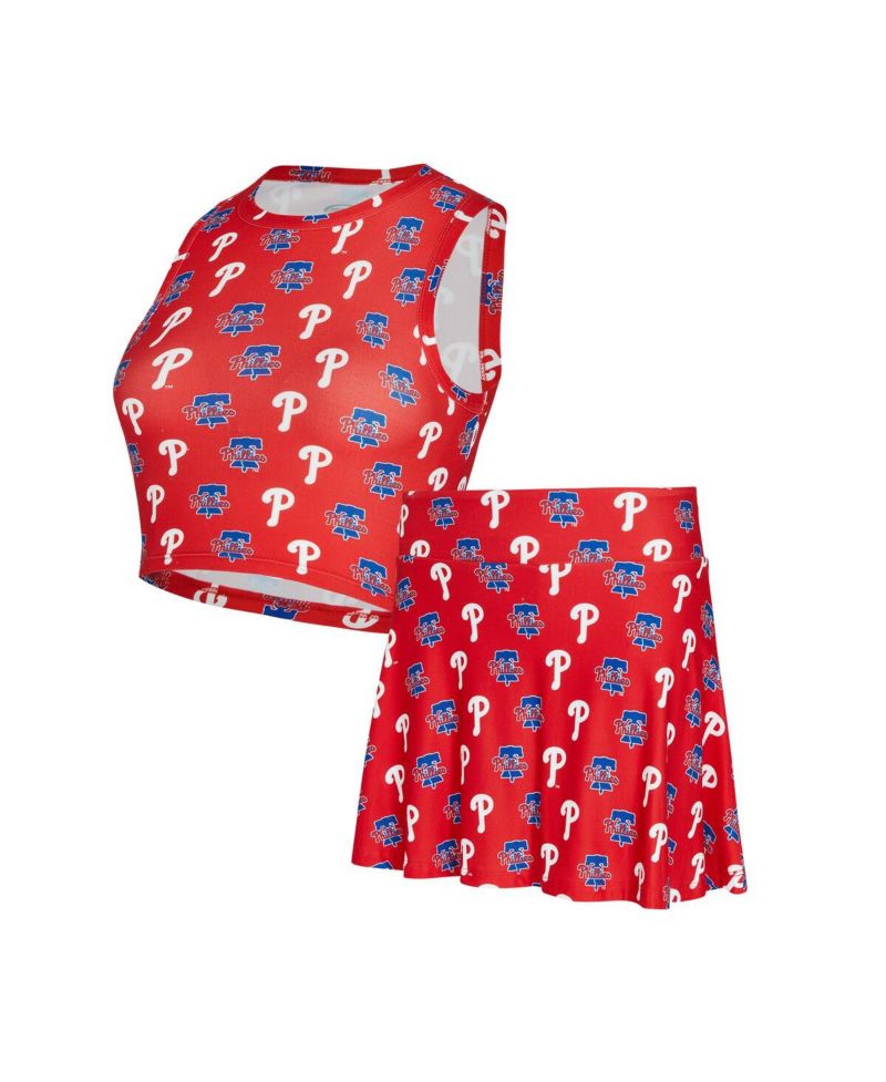 Women's 2-Pieace Red Philadelphia Phillies Knit Tank Top and Skort Set