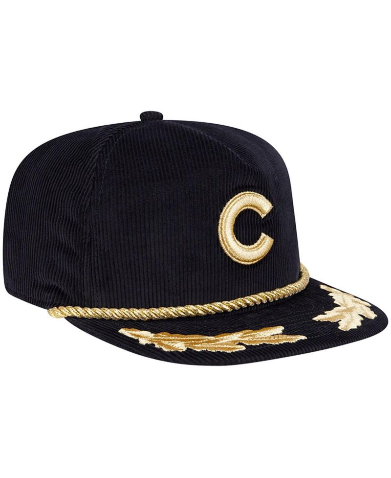 Men's Black Chicago Cubs Corduroy Filigree Golfer Adjustable Hat