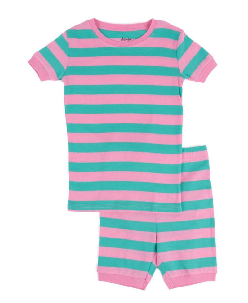 Kids Matching Family Two Piece Cotton Short Sleeve Shirt and Shorts Striped Pajamas 6-10