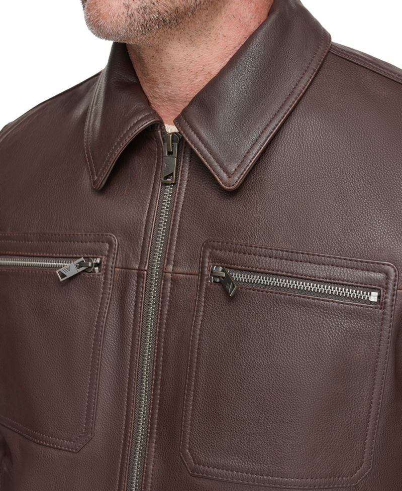 Men's Halen Genuine Pebbled Leather Trucker Jacket