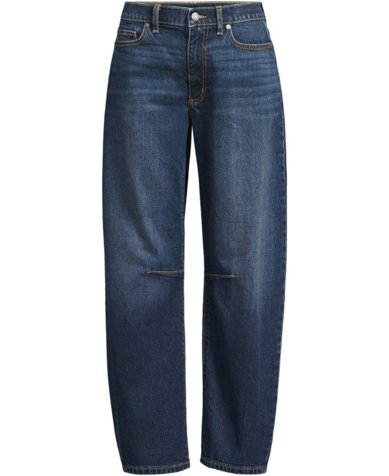 Petite Soft Denim Mid Rise Relaxed Barrel Leg Ankle Jeans