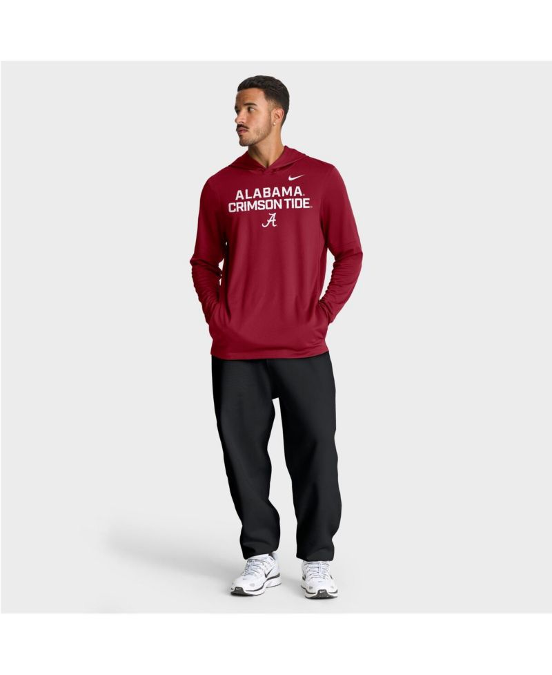 Men's Crimson Alabama Crimson Tide 2025 Sideline Performance Long Sleeve Hoodie T-Shirt