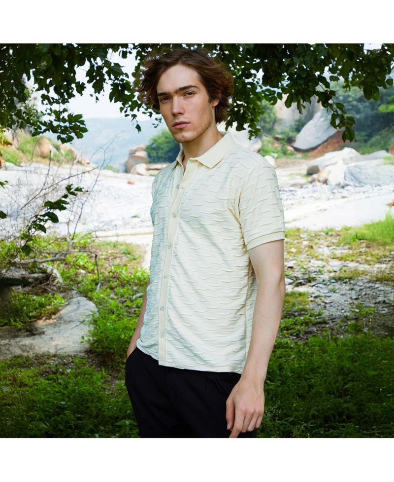 Men's Solid Creased Knit Shirt