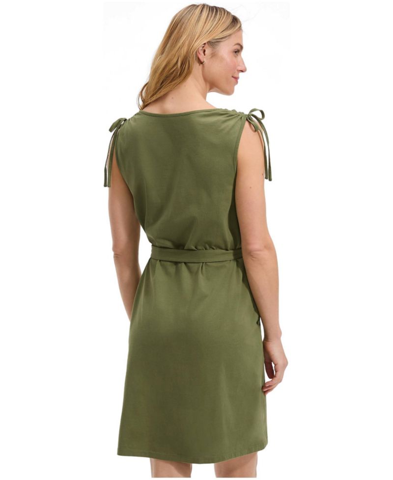Women's Cotton Jersey Shoulder Tie Belted Mini Dress
