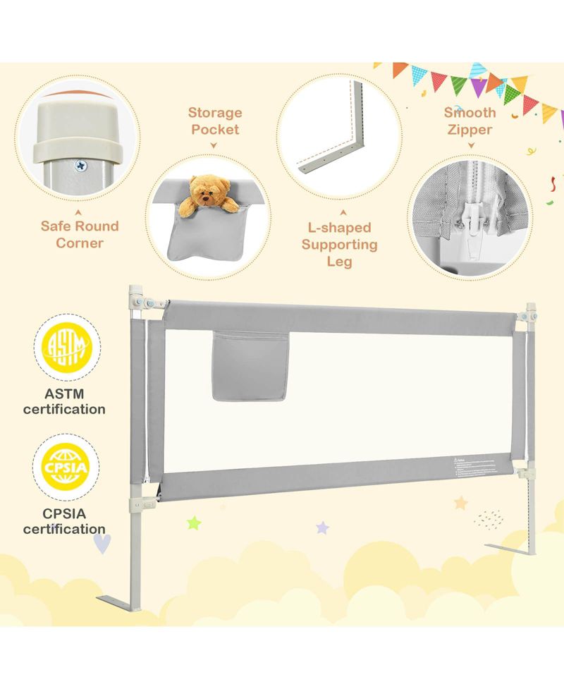 Baby Bed Guardrail with Double Lock for Secure Toddler Sleep Support