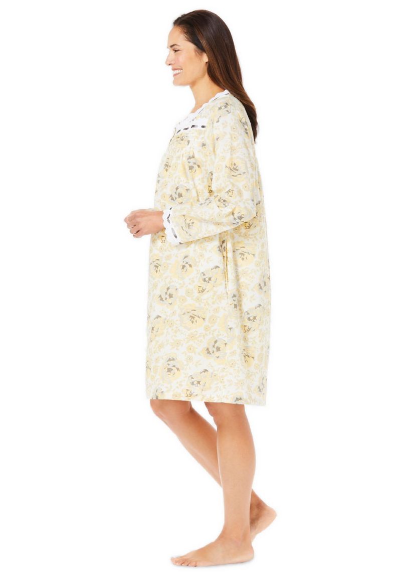 Plus Size Only Necessities Short 2-Piece Cabbage-Rose Peignoir Set