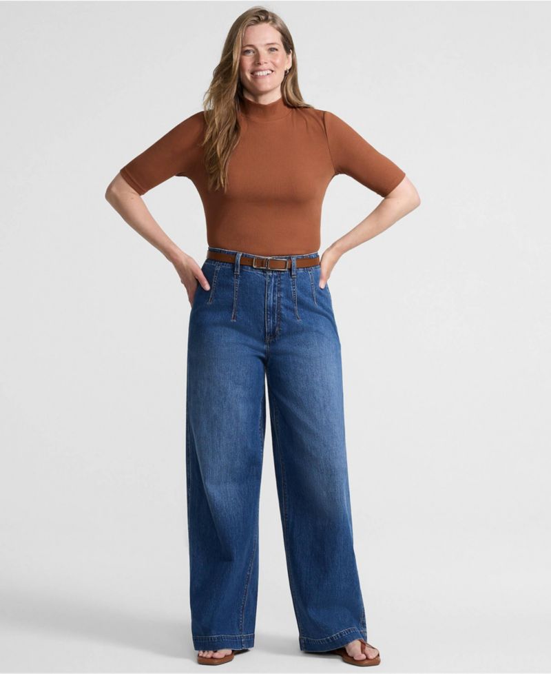 Women's Wide Rib Mock Neck T-Shirt