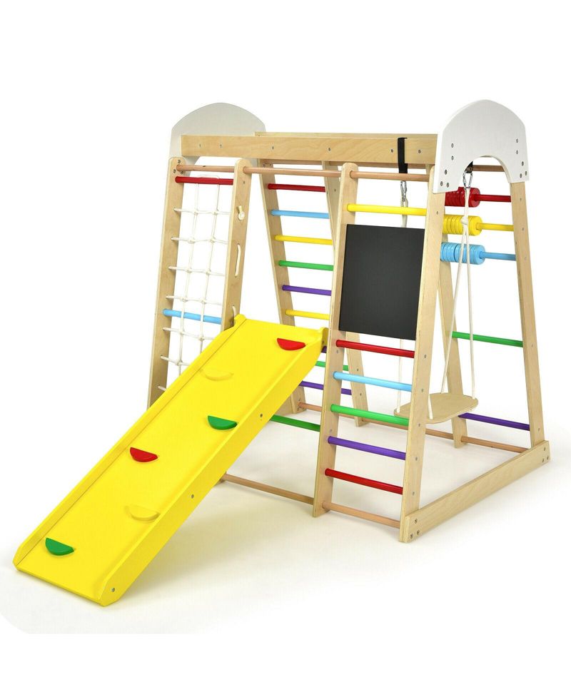 8-in-1 Wooden Climbing Gym Playset