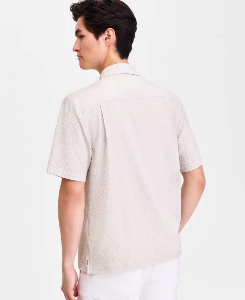 Men's Short-Sleeve Paperweight Solid Shirt, Macy's Exclusive
