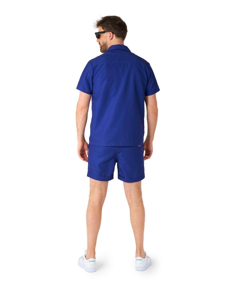 Men's Summer Set - 2 Piece Beach Wear set - Navy Blue - Matching Shirt and Shorts