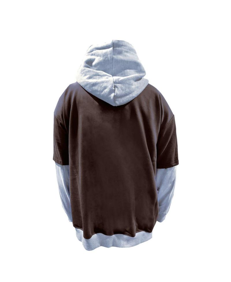 Men's Brown/Heather Gray Cleveland Browns Big & Tall Twofer Pullover Hoodie