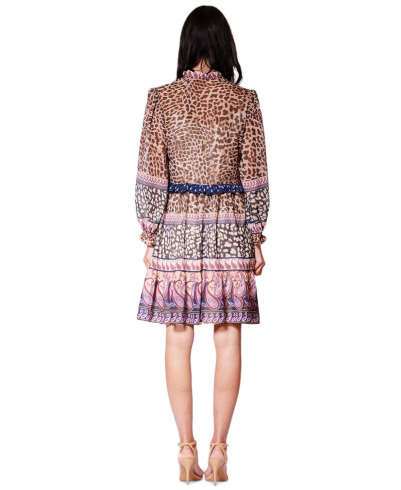 Women's Ruffle Details Long-Sleeve Dress