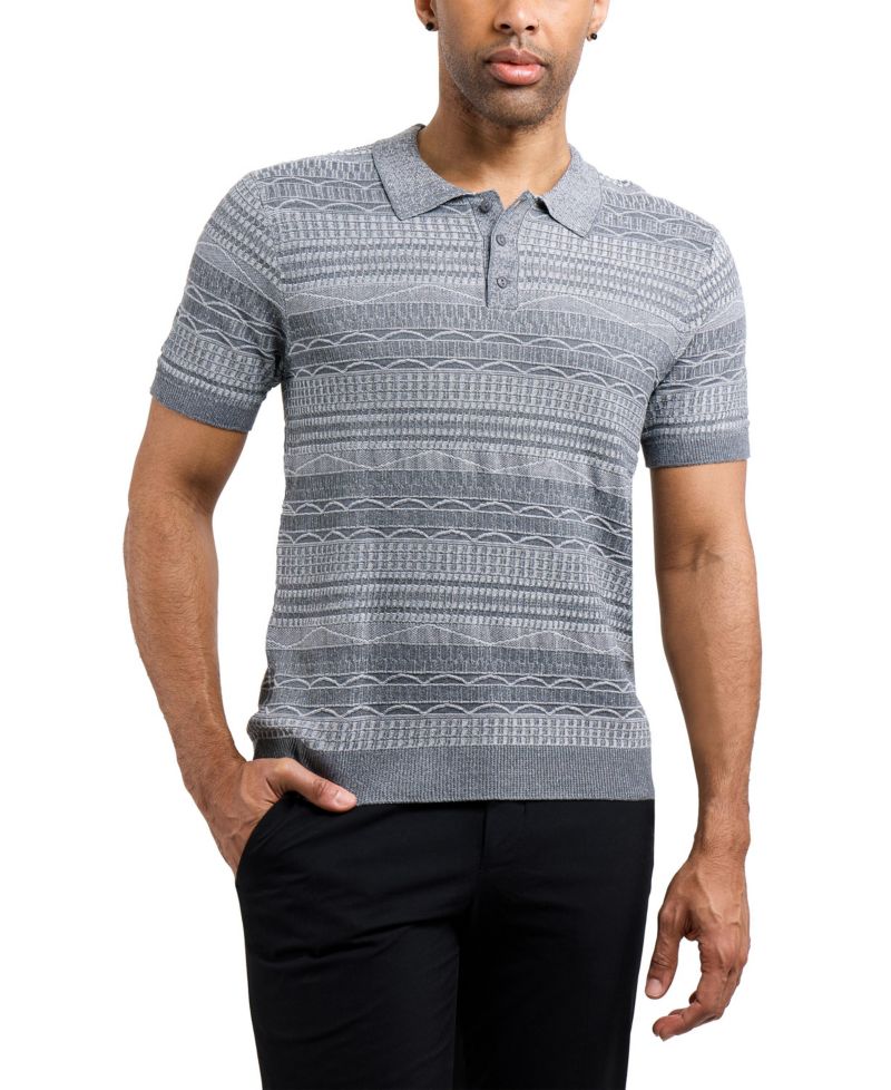 Men's Allover Jacquard Sweater Polo