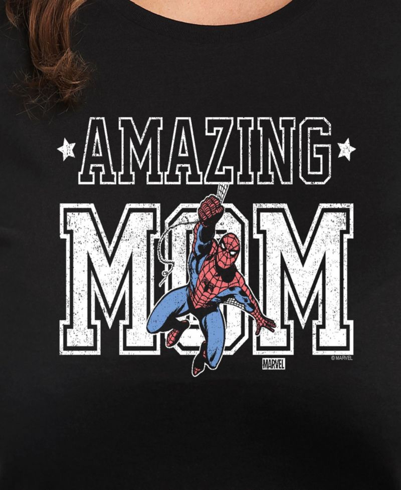 Plus Size Marvel Spider-Man Amazing Mom Graphic Crew Neck Tee