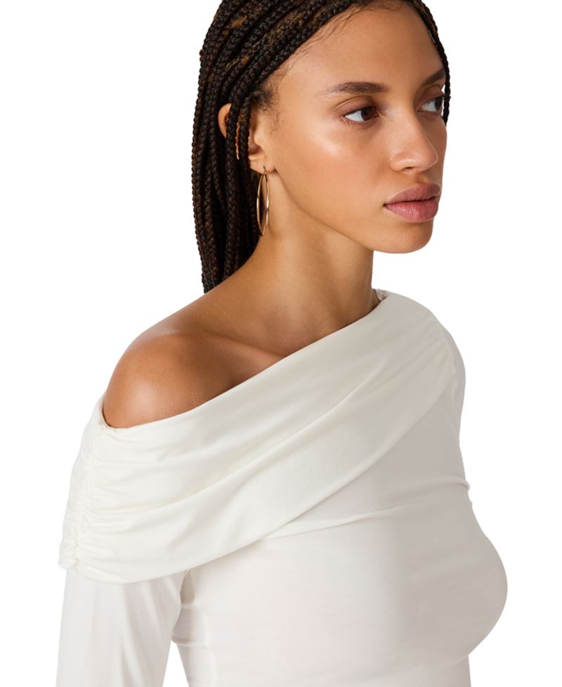 Women's Ryder Off-the-Shoulder Ruched Long-Sleeve Knit Top