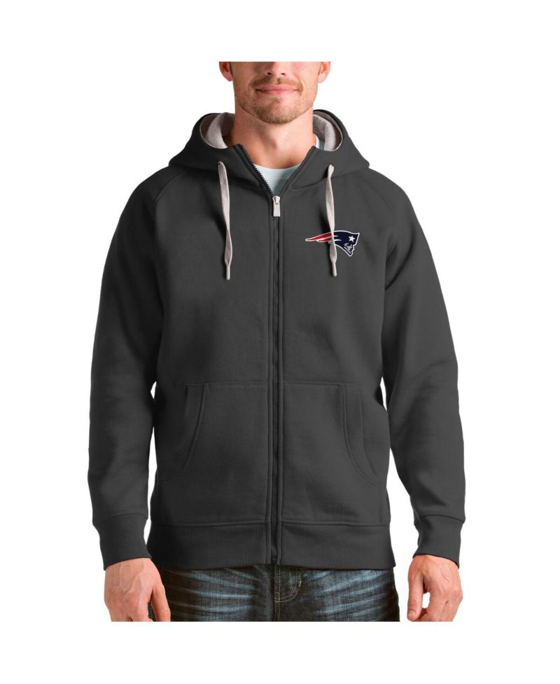 Men's Charcoal New England Patriots Victory Full-Zip Hoodie