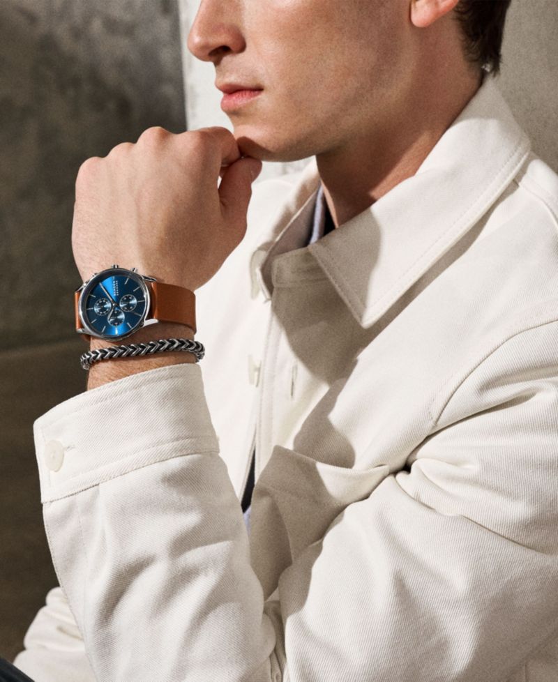 Men's Hoist Chronograph Brown Leather Watch 42mm