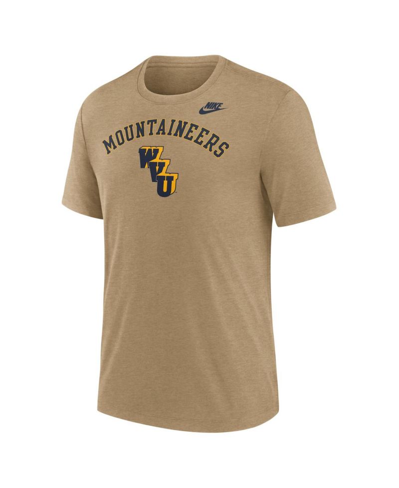 Men's Heather Light Brown West Virginia Mountaineers Legacy Arch Tri-Blend T-Shirt