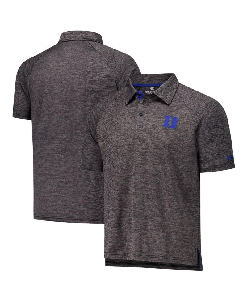 Men's Heather Charcoal Duke Blue Devils Down Swing Raglan Team Polo Shirt