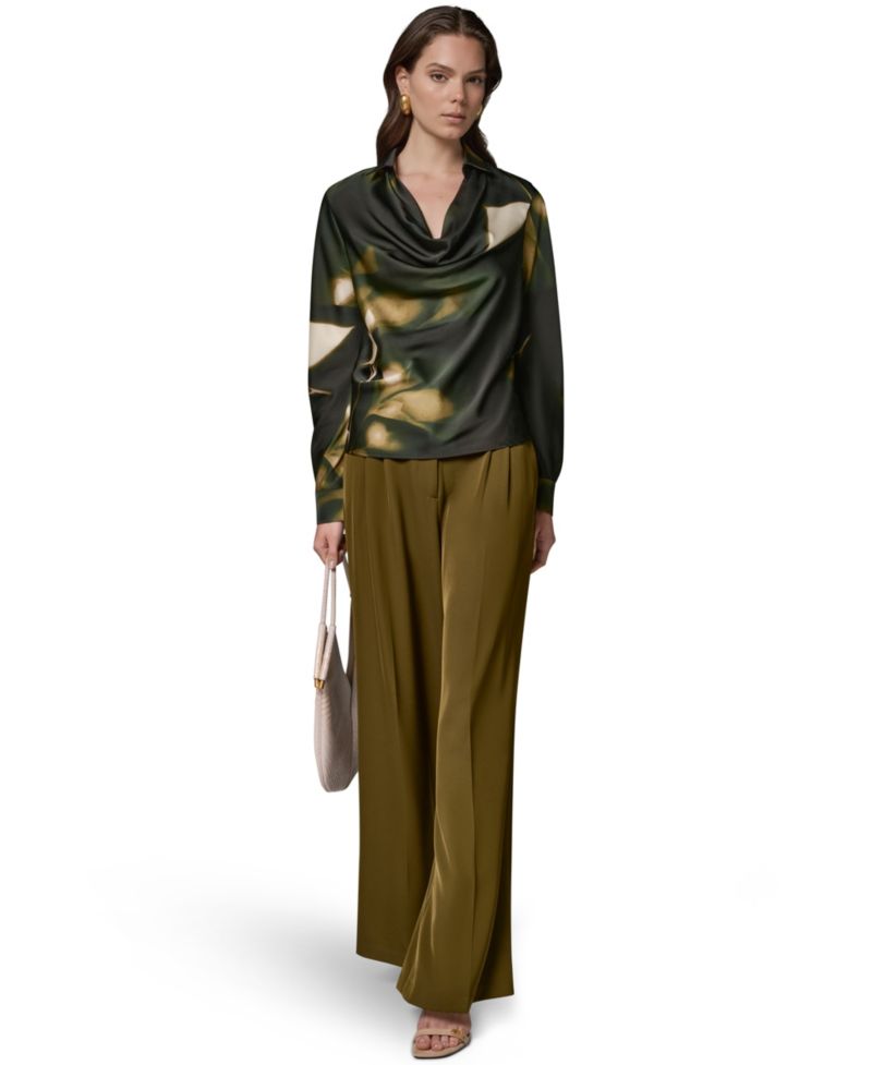 Women's Printed Satin Long-Sleeve Top