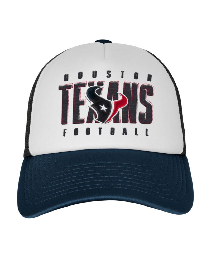 Big Boys and Girls White/Navy Houston Texans Essentials Trucker Adjustable Hat
