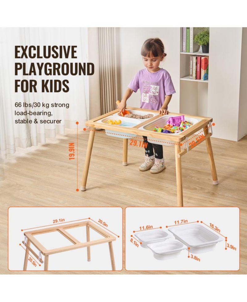 Sand and Water Wooden Convertible-Top Activity Table for Ages 3+