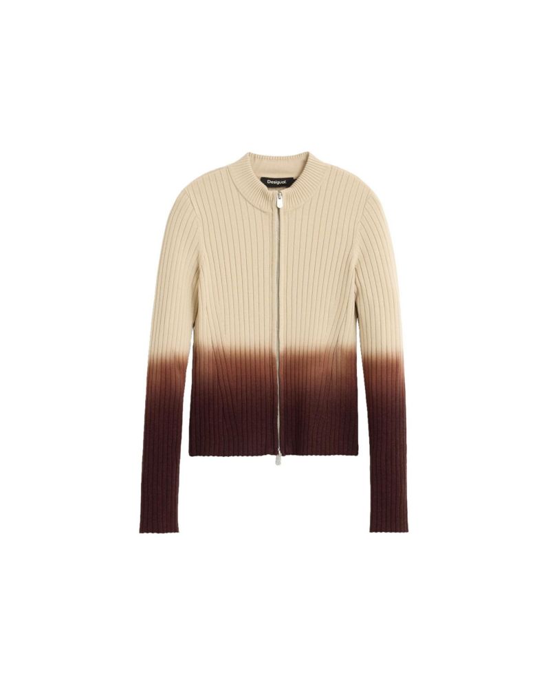 Women's Full-Zip Mock-Neck Ribbed Sweater