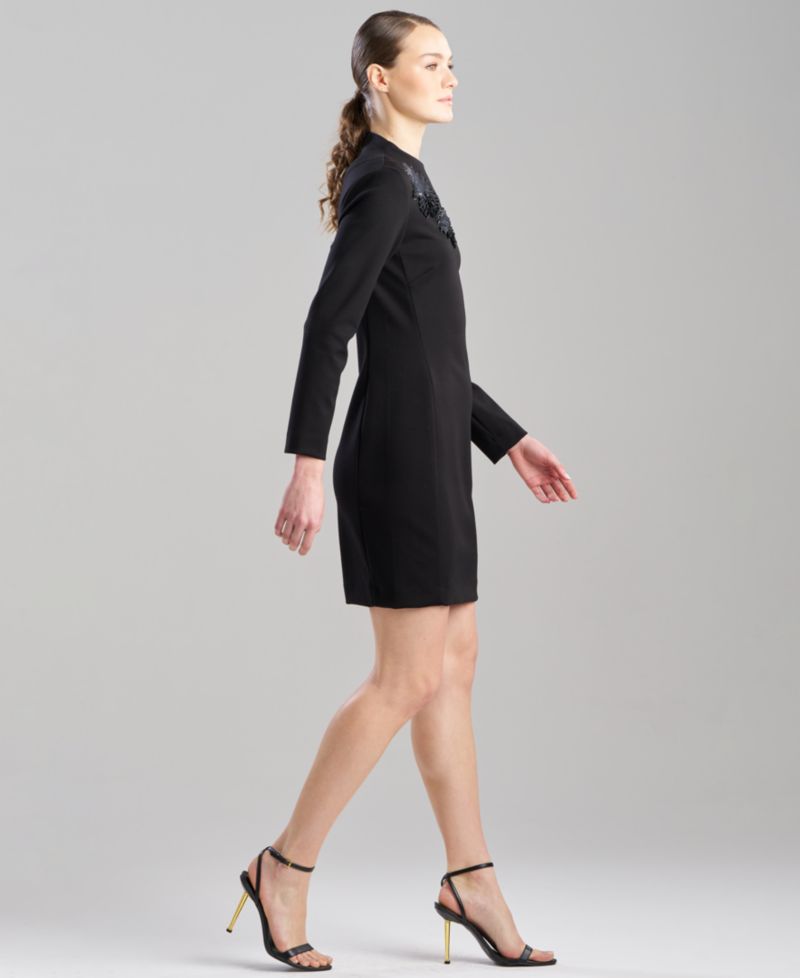 Women's Sheath Mock Neck Long-Sleeve Dress
