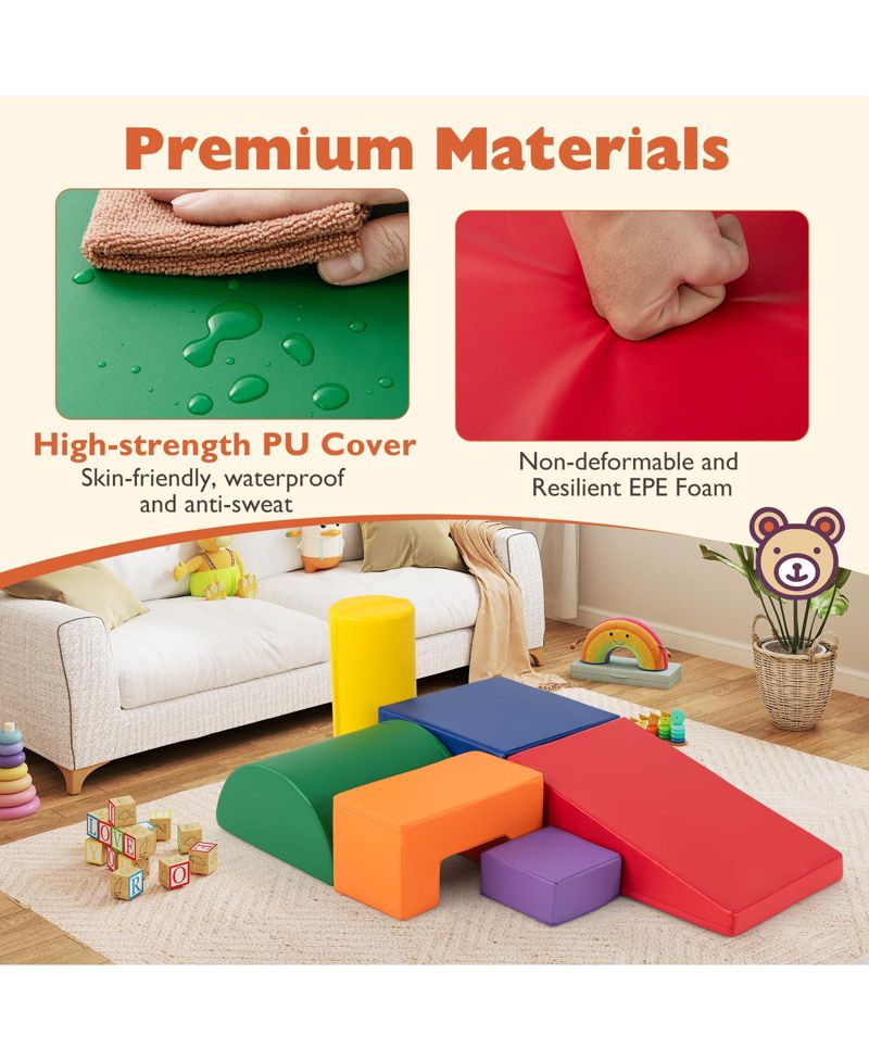 6-Piece Foam Climbing Blocks Playset for Toddlers Indoor Activity
