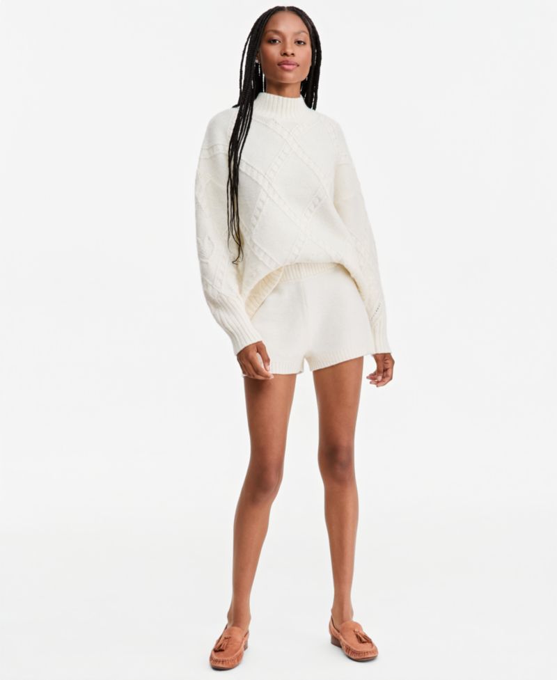 Women's Cable-Knit Pull-On Mid-Rise Shorts