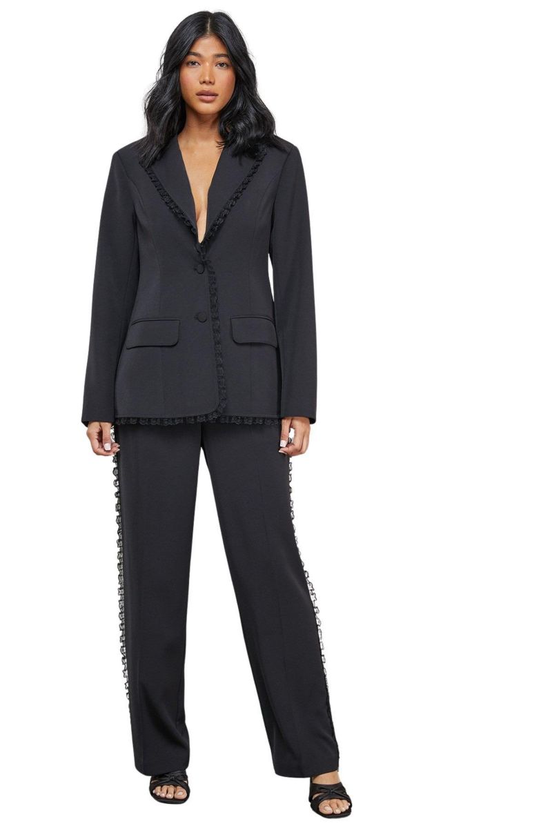 Women's Oversized Lace Frill Trim Blazer