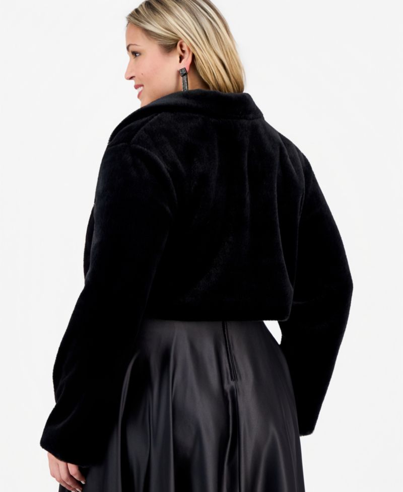 BCX Trendy Plus Size Cropped Faux-Fur Jacket