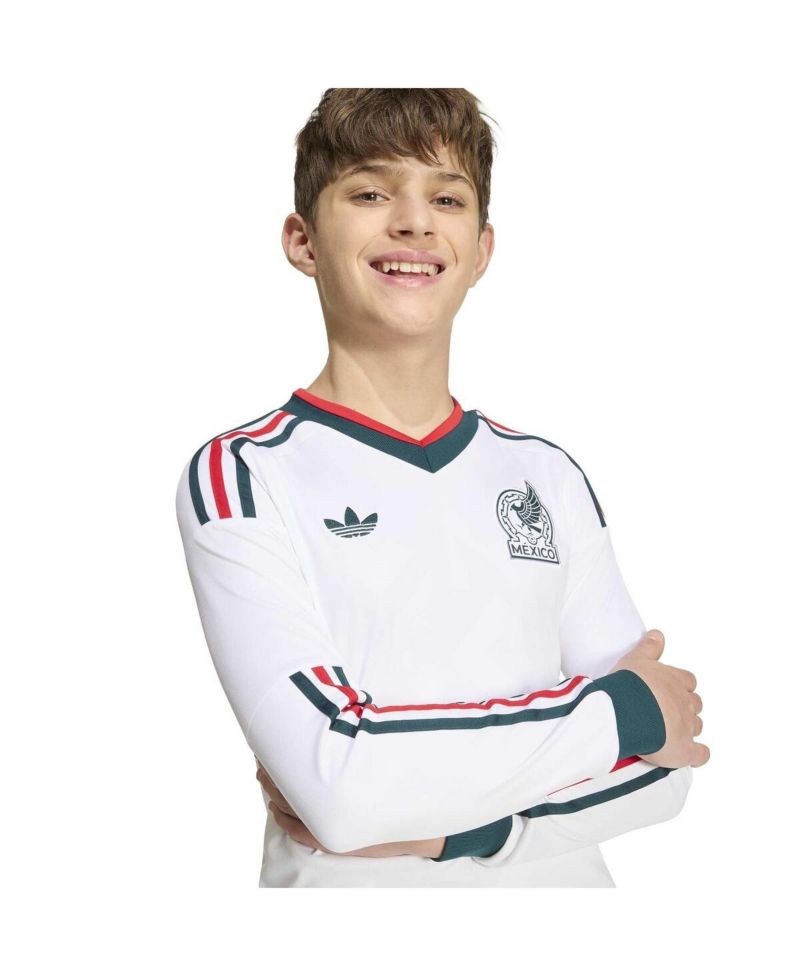 Big Boys and Girls White Mexico National Team 2026 Away Replica Long Sleeve Jersey