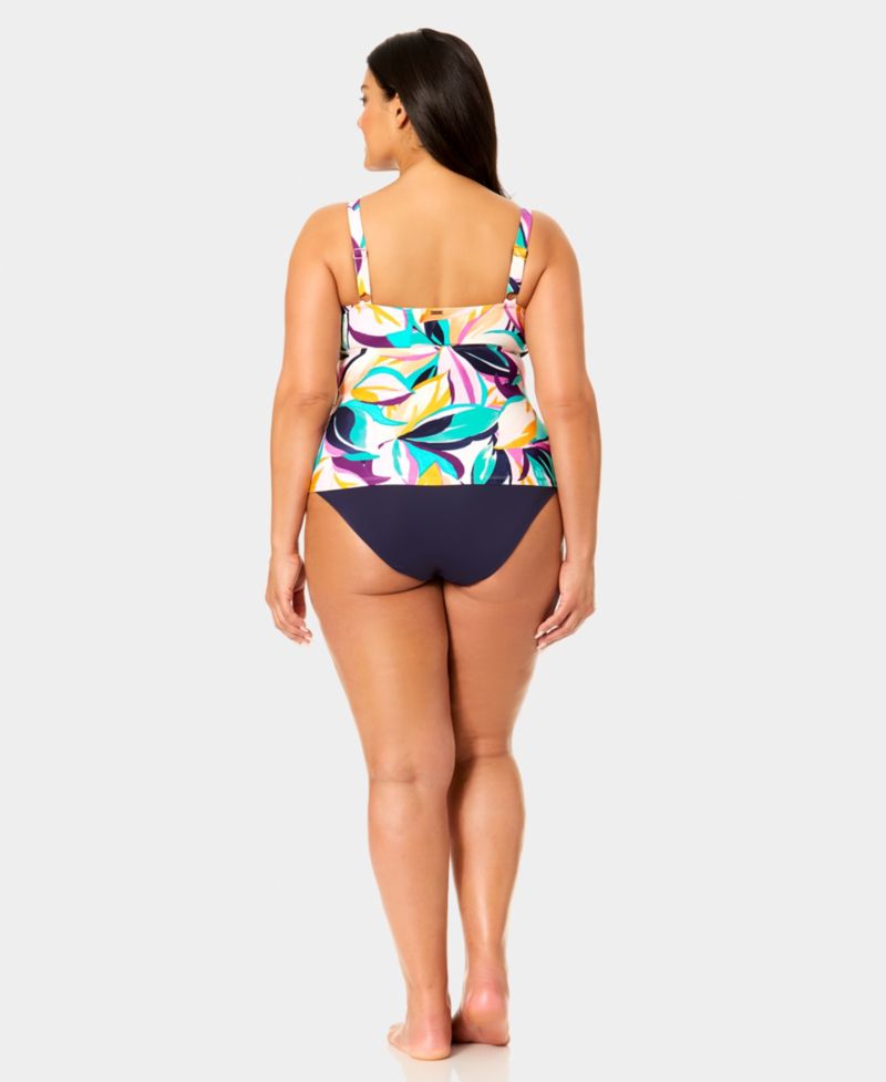 Plus Size Hidden Underwire Drape Front Tankini Top