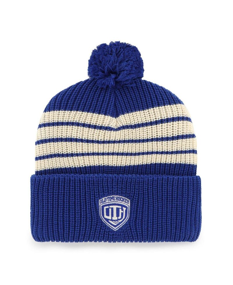 Men's Blue New York Rangers Old Time Hockey Barn Cuffed Knit Hat with Pom