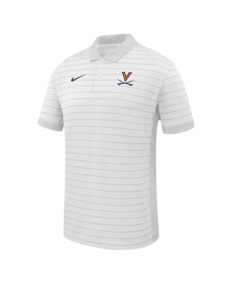 Men's White Virginia Cavaliers 2025 Early Season Coaches Sideline Victory Stripe Performance Polo Shirt