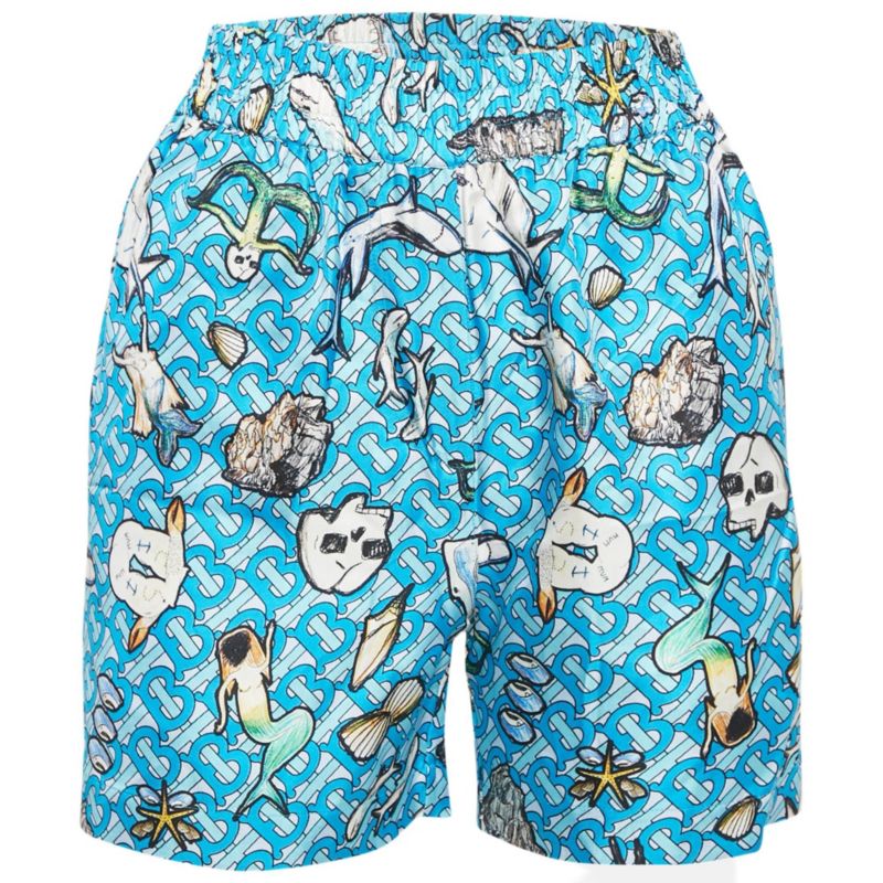 Women's Blue Tawney Print Silk Shorts