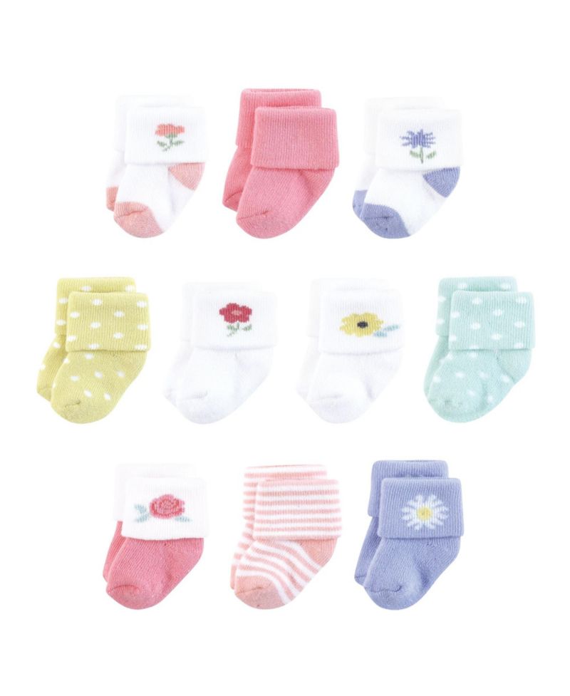 Baby Girls 10Pk Natural Terry Socks