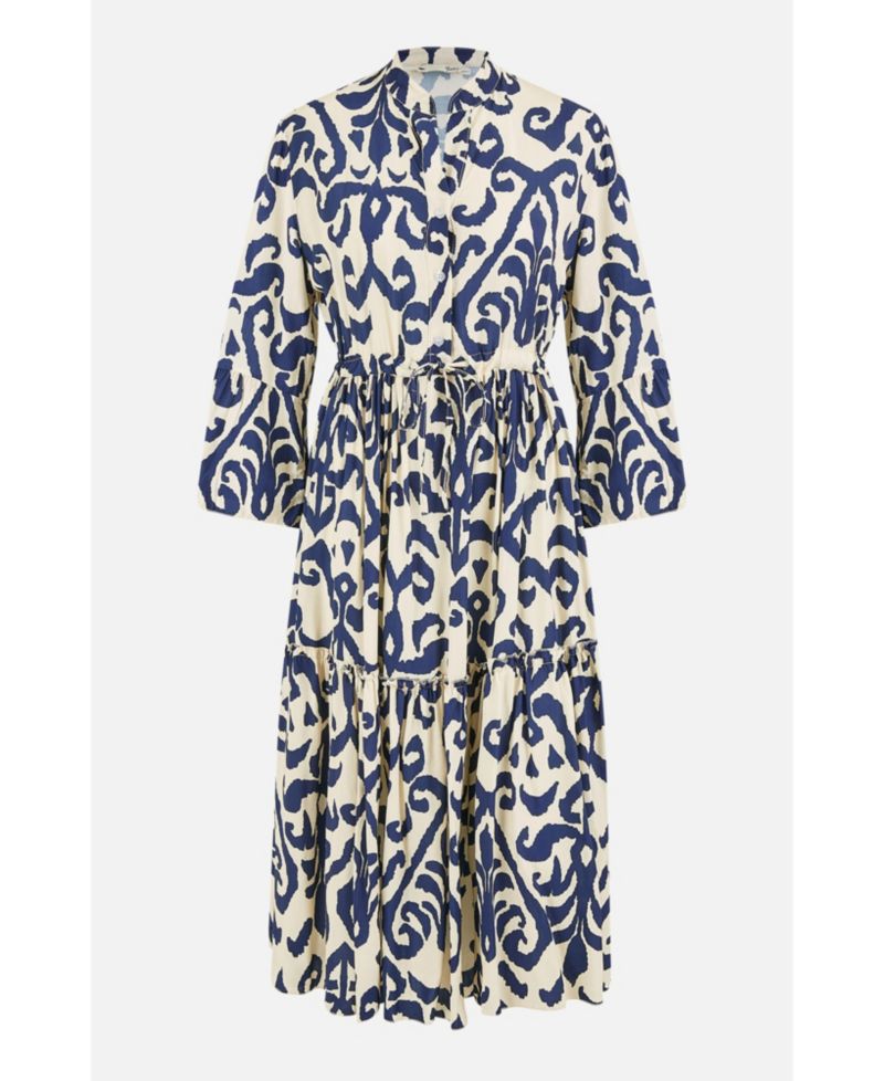 Women's 3/4 Sleeve Block Print Kaftan Dress