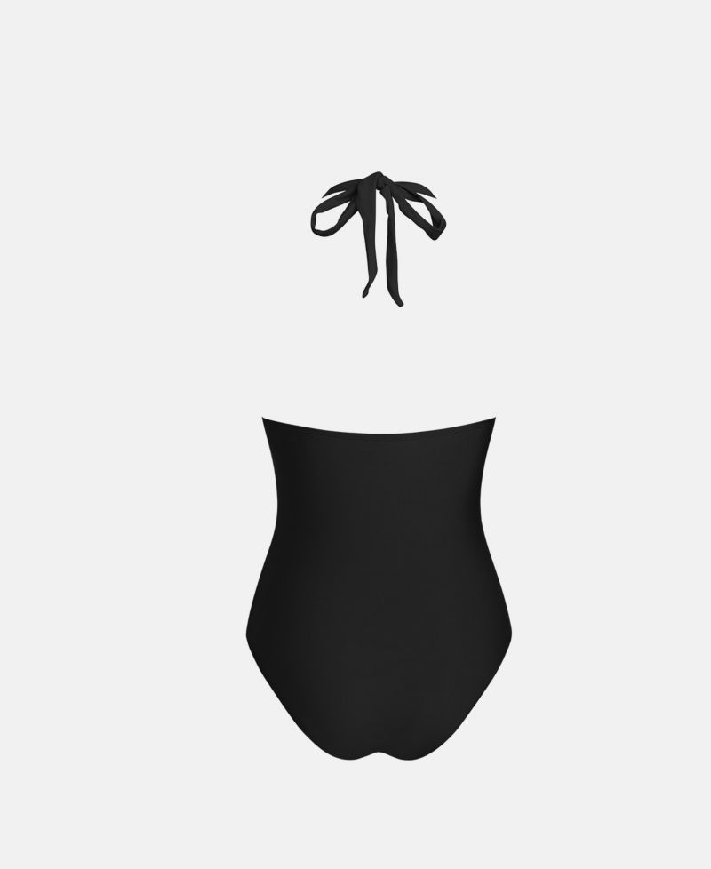 Women's Ribbed V-Neck Metal Trim One-Piece Swimsuit