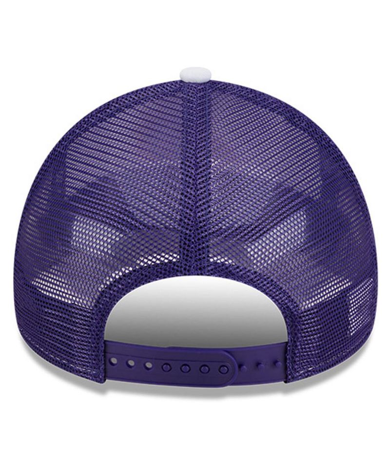 Men's White/Purple Phoenix Suns Court Sport Foam A-Frame 9FORTY Adjustable Trucker Hat