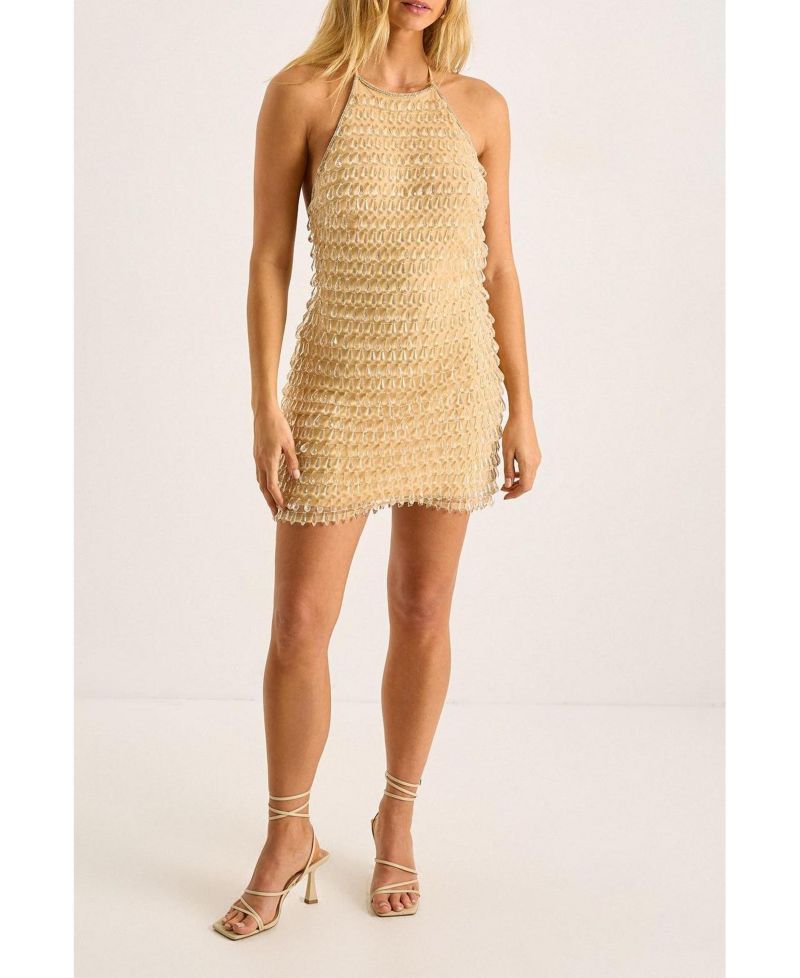 Women's Droplet Beaded Mini Dress