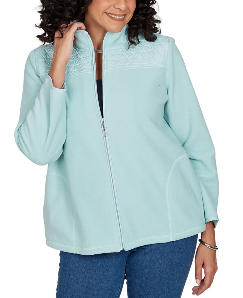 Petite Classic Quilted Zip Front Knit Jacket
