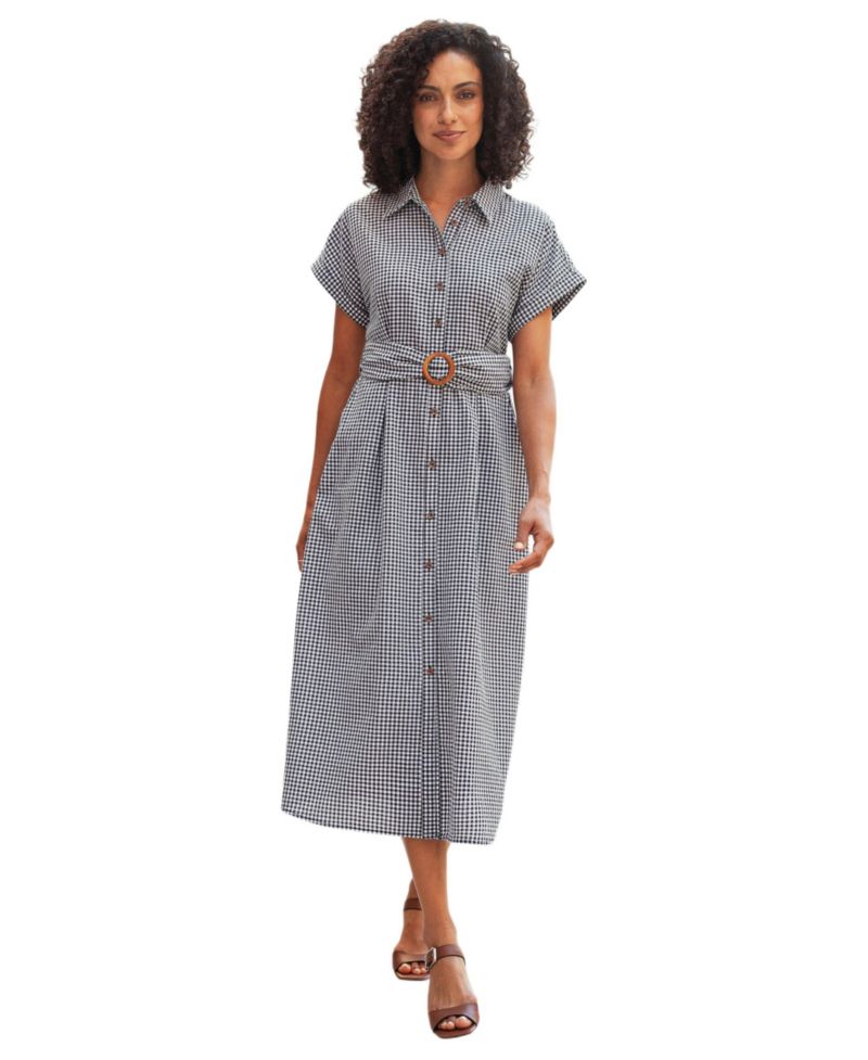 Women's Gingham Relaxed Shirt Dress