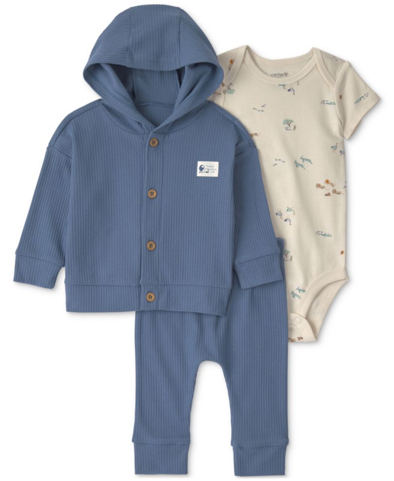 Baby Boys' Layering Bodysuit, Cardigan and Pants, 3-Piece Set