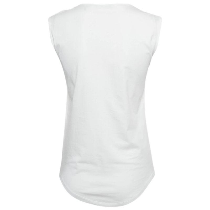 Women's White Logo Print Jersey Sleeveless T-Shirt