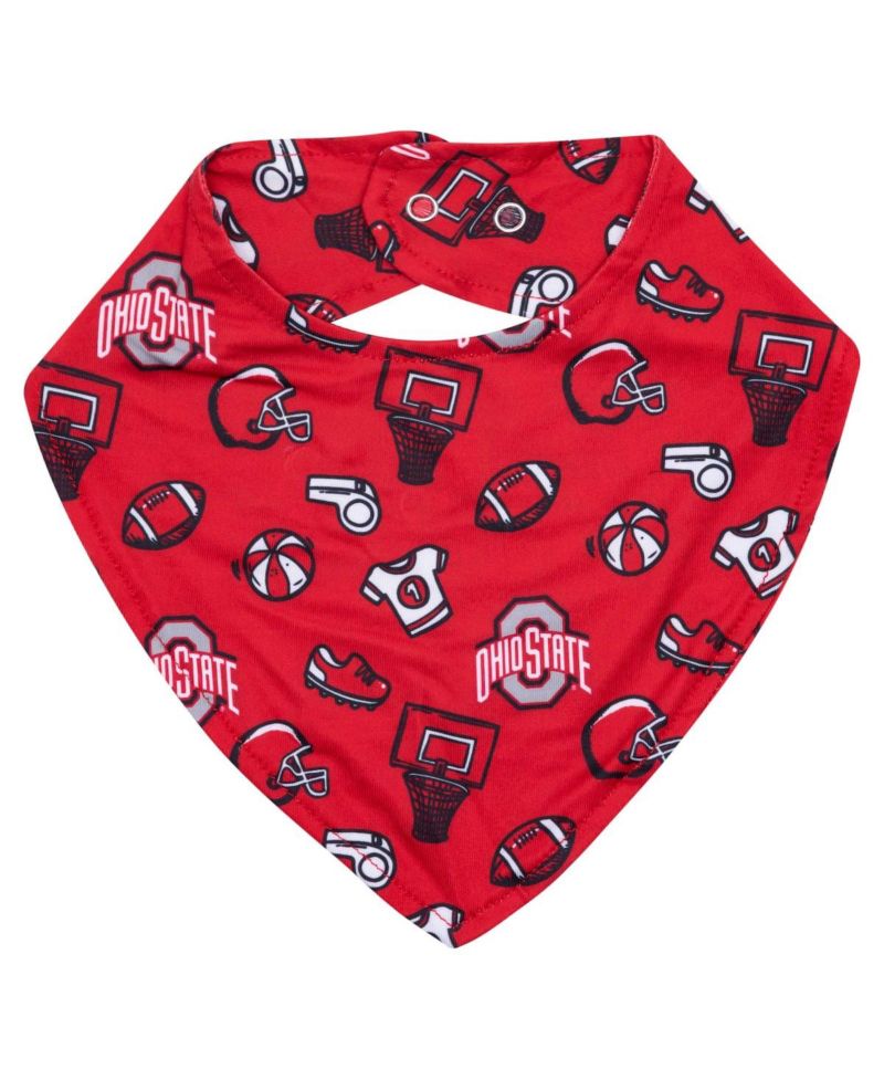 Scarlet Ohio State Buckeyes All Over Print Baby Bib