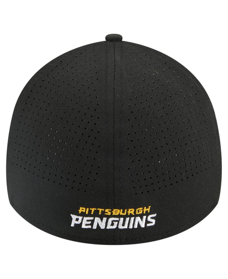 Men's Black Pittsburgh Penguins 39THIRTY A-Frame Perforated Flex Hat