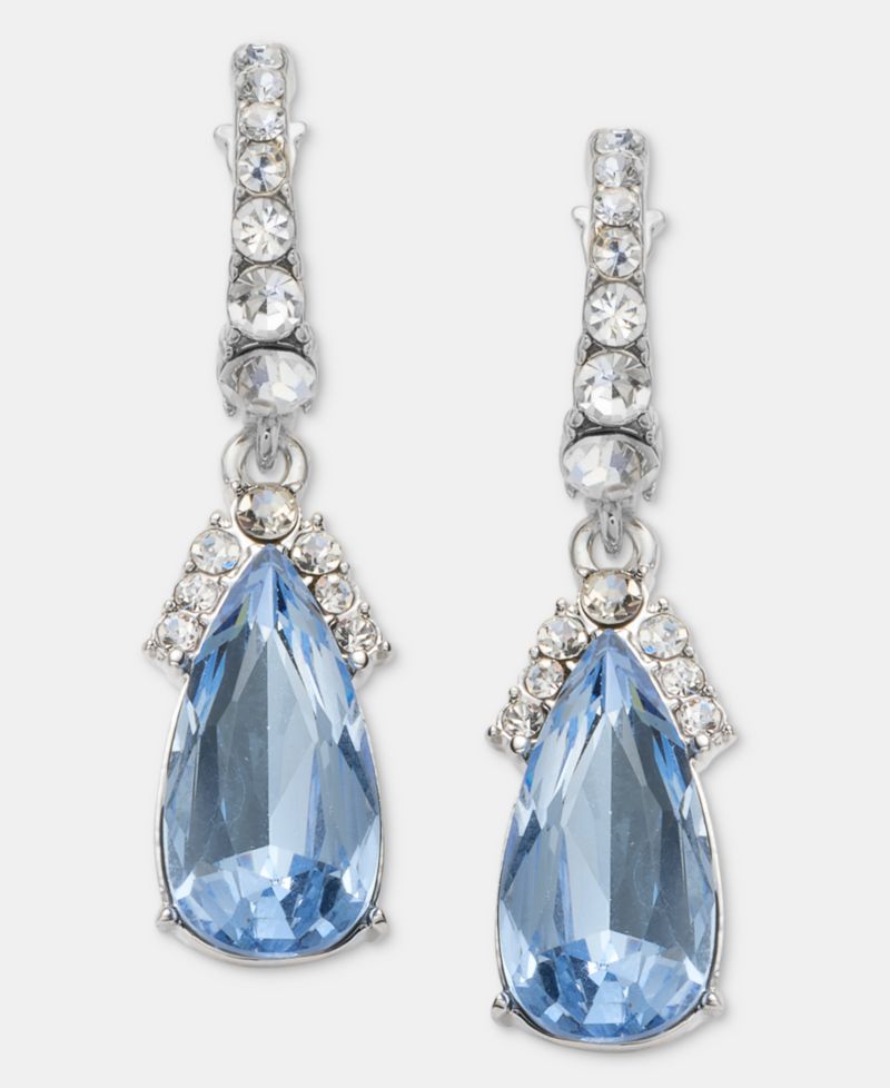 Crystal Pear-Shape Charm Hoop Earrings