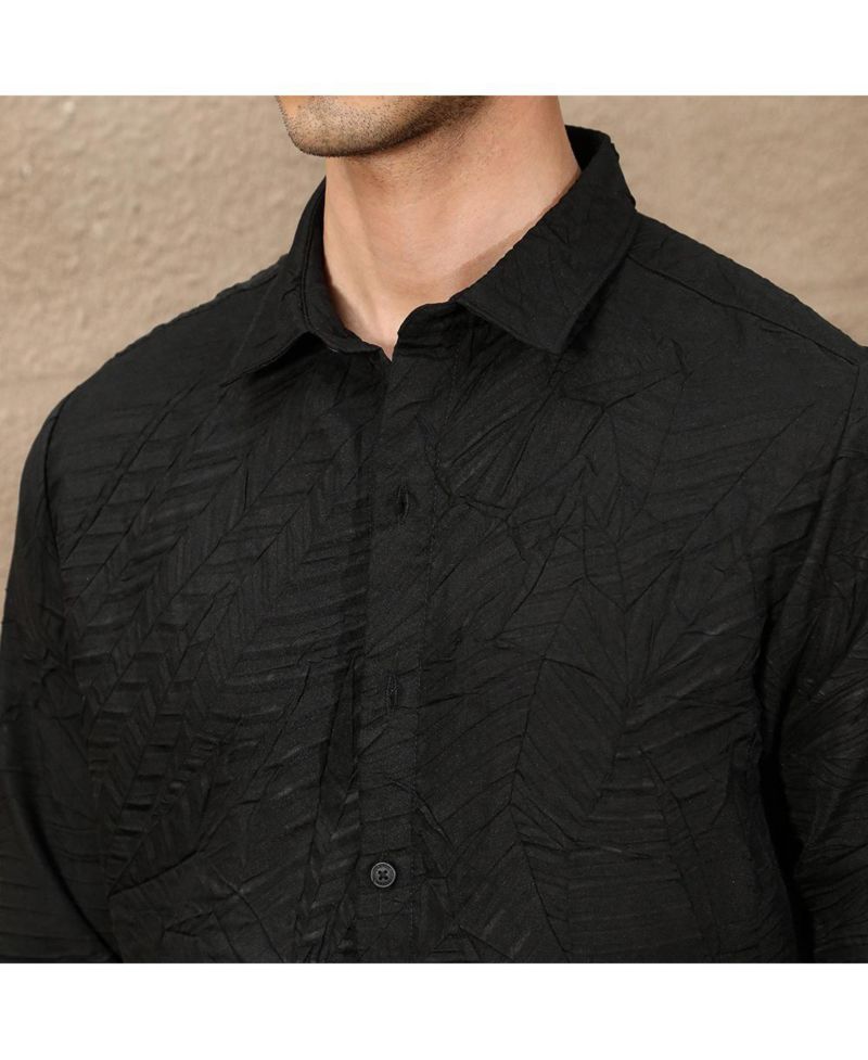 Men's Onyx Black Foliage-Tactile Shirt